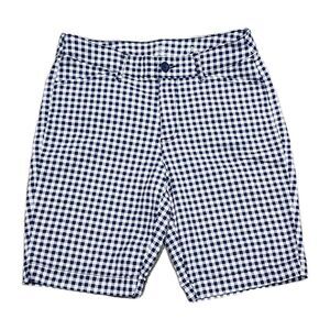 St John's Bay Bermuda Shorts Women's Blue White Gingham Stretch Sizes 6 Petite